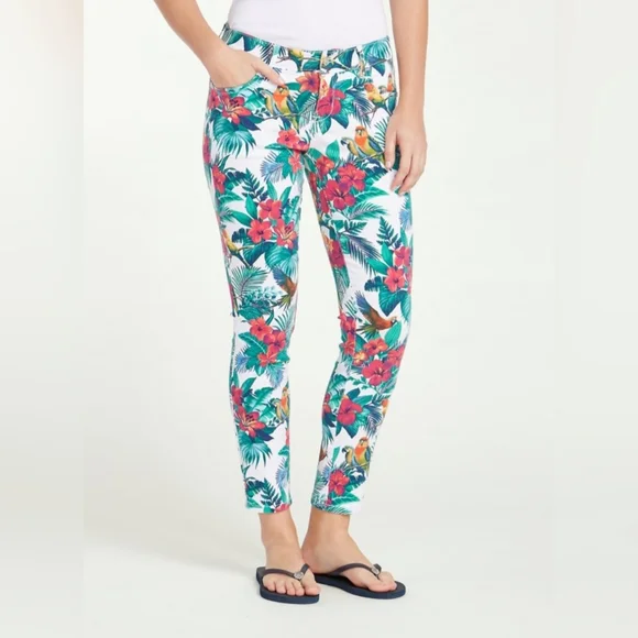 Tommy Bahama Jungle Floral Skinny Jeans Size 0 - Picture 10 of 11